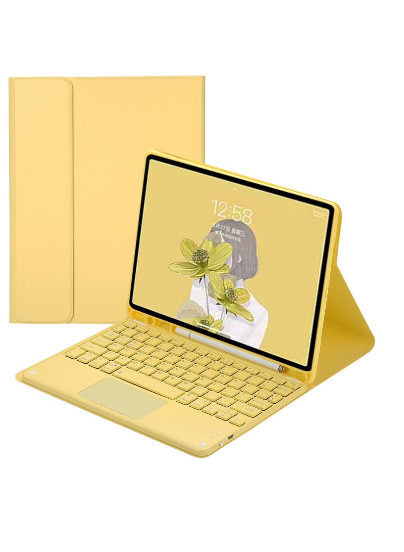 عام غطاء لوحة مفاتيح ثنائي اللغة (عربي/إنجليزي) متوافق مع آيباد (A16) الجيل الحادي عشر 11 بوصة (2025) (A3354، A3355، A3356)، لوحة مفاتيح تعمل باللمس مع غطاء واقي مغناطيسي. - Image 1