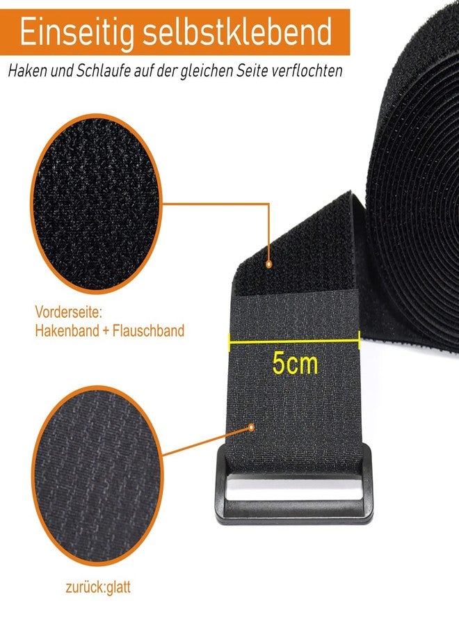 WSZJINB 16Ft x 2In Adjustable Cable Straps with 12 Buckles, Free Cut Length, Black Reusable Fastening Cable Ties, Hook and Loop Securing Strap for Cable Tidy, Wire Management, Cord Organiser, Black - Image 2