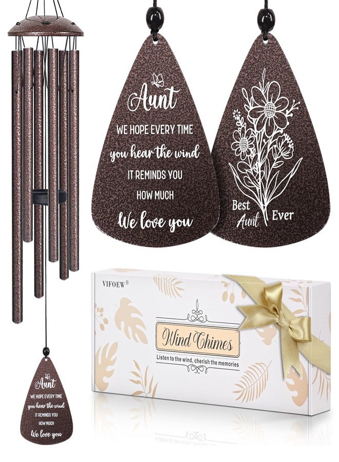 vifoew Aunt Gifts, 32" Bronze Wind Chimes, Birthday Gifts for Auntie from Niece Nephew, Auntie Gift Ideas, Best Aunt Ever Gift for Women Birthday Christmas Mother's Day, Home Decor - Image 1
