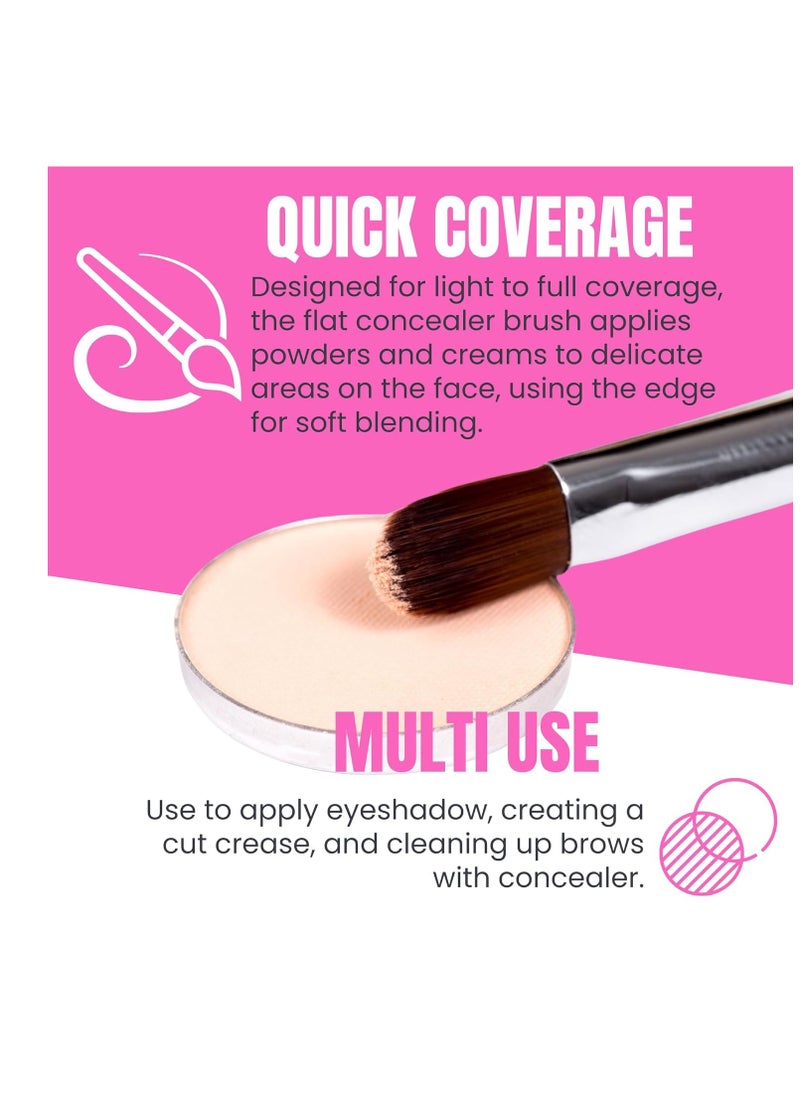 Beauty Junkees Beauty Junkees Flat Concealer Brush Under Eye - Small Concealer Brush for Foundation, Eyebrows, Nose Contour Brush, Color Corrector Brush, Works with Cream, Powder Cosmetics, Synthetic  - Image 5