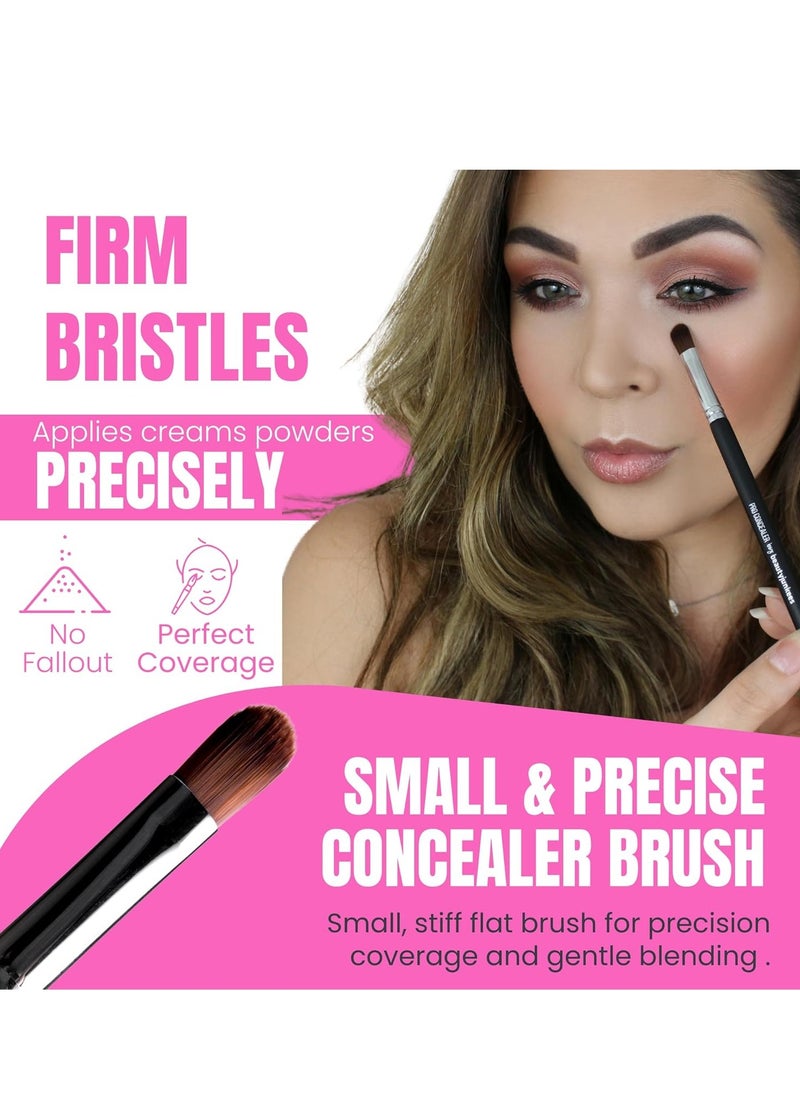 Beauty Junkees Beauty Junkees Flat Concealer Brush Under Eye - Small Concealer Brush for Foundation, Eyebrows, Nose Contour Brush, Color Corrector Brush, Works with Cream, Powder Cosmetics, Synthetic  - Image 4