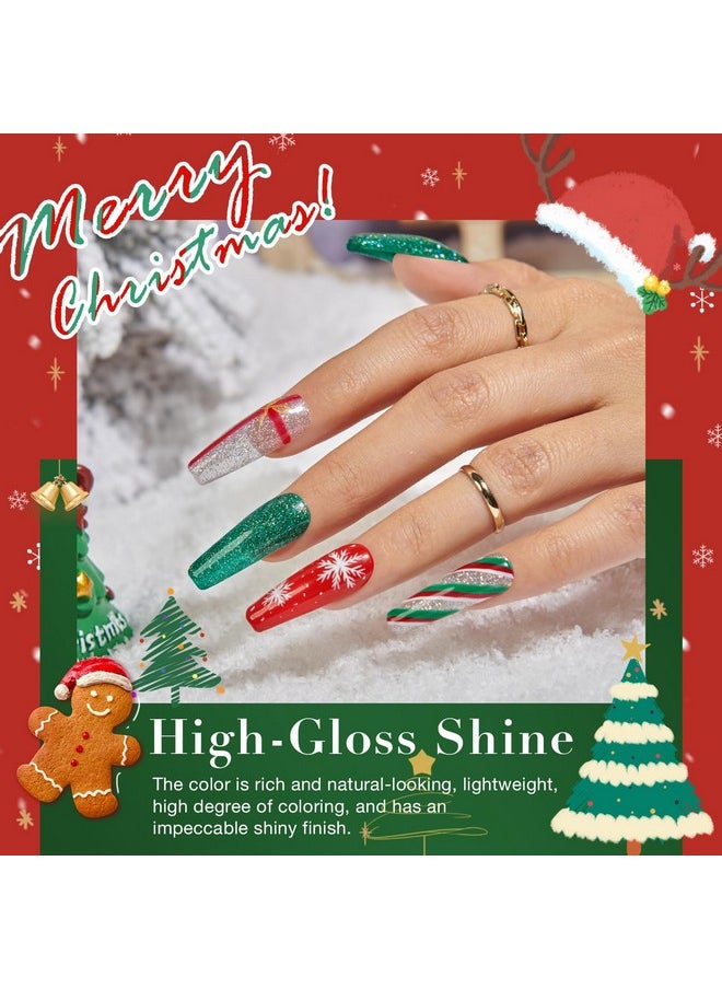 AZUREBEAUTY AZUREBEAUTY Christmas Dip Powder Nail Kit Green Red Glitter Silver 12 Pcs Acrylic Dip Powder Liquid Set with Base/Top Coat Activator for French Nail Art Manicure Home Holiday Gifts Set  - Image 3