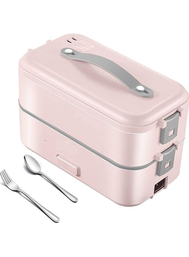 Arabest Self Cooking Electric Lunch Box, Mini Rice Cooker, 2 Layers Steamer Lunch Box for Home Office School Travel Cook Raw Food-Pink - Image 1