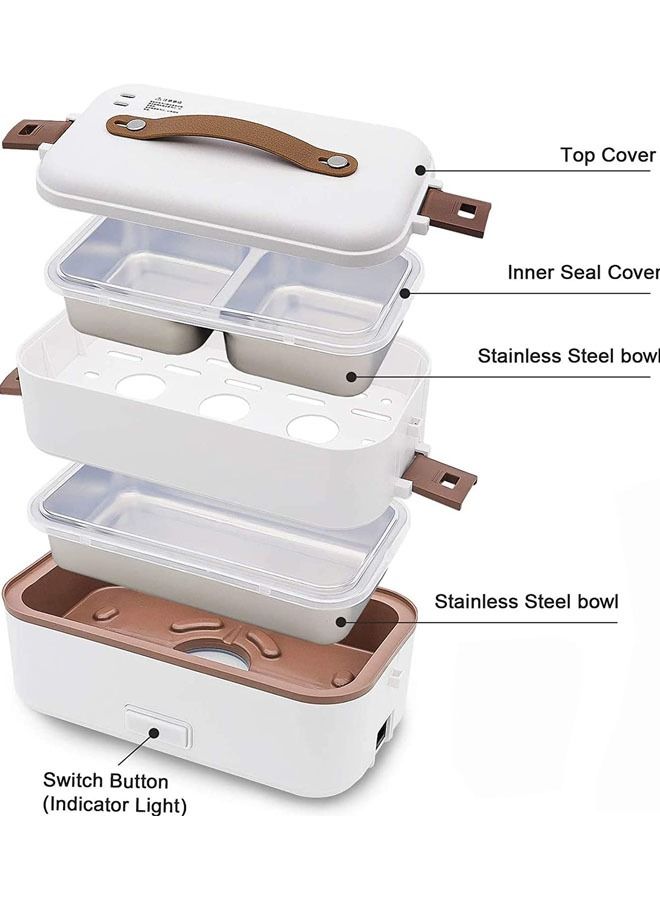 Arabest Self Cooking Electric Lunch Box, Mini Rice Cooker, 2 Layers Steamer Lunch Box for Home Office School Travel Cook Raw Food-Pink - Image 4