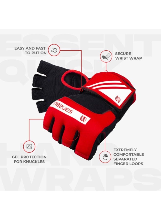 Sanabul  Gel Hand Wraps for Boxing Gloves | MMA Muay Thai Kick Boxing Quick Wraps for Men & Women | Inner Boxing Hand Wrap for Gloves | Padded Knuckle Wrist Wrap (Red/White)-Large - Image 4