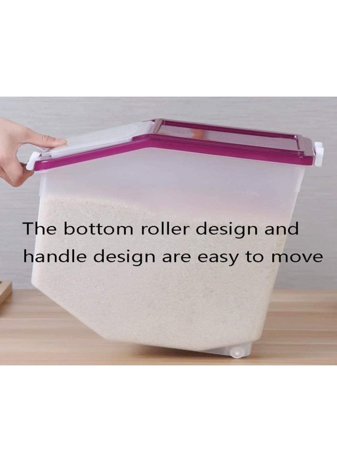 Rice Storage Container 5Kg (11 Lbs) - Food Storage Container With Lid, Bpa Free Plastic Large Cereal Storage Box, Multifunctional Containers For Kitchen Food With Measuring Cup