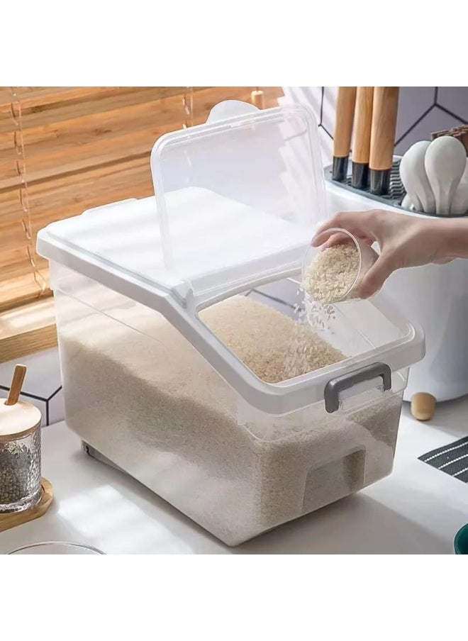 Rice Storage Container 5Kg (11 Lbs) - Food Storage Container With Lid, Bpa Free Plastic Large Cereal Storage Box, Multifunctional Containers For Kitchen Food With Measuring Cup