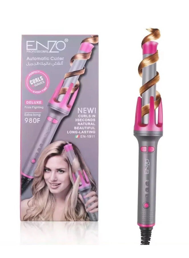 ENZO Professional مكواة تجعيد أوتوماتيكية إنزو مع 3 درجات حرارة تسخين سريع، دوران ثنائي الاتجاه، إيقاف تشغيل تلقائي، مضادة للحروق، مضادة للتشابك لتصفيف الشعر - Image 4