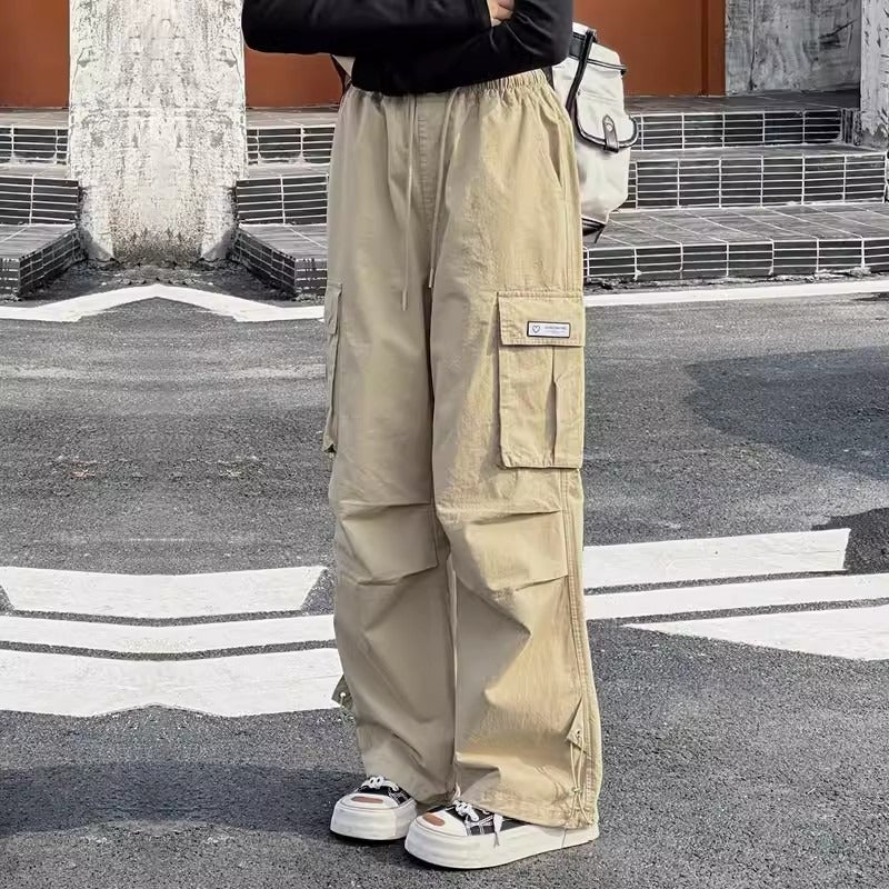 Children'S Wear Workwear Casual Pants Women'S 2024 Spring And Loose American Retro Lazy Wide Leg Sports Pants Children'S Wear - Image 1