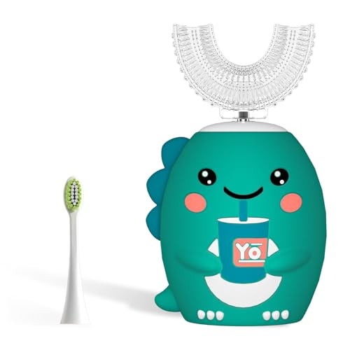 yeklike Kids U Shaped Electric Toothbrush，auto Sonic Baby Toothbrush，Cartoon Dinosaur 360-Degree Cleaning IPX7 Waterproof Design （8-15y） - Image 1