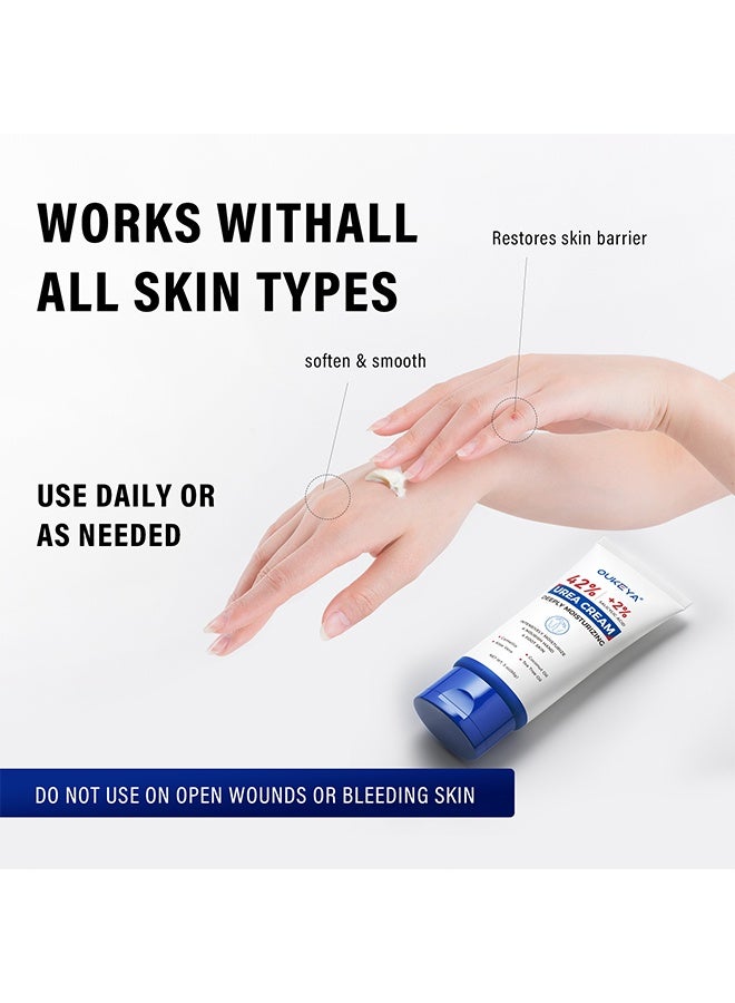 OUKEYA Urea Cream 42 Percent With 2% Salicylic Acid, 3 Oz Foot & Hand Cream For Dry Cracked Heels, Deep Moisturizing & Softening Keratin Feet Cream, Nourishing Skin Care Lotion For Rough, Dry Areas - Image 3
