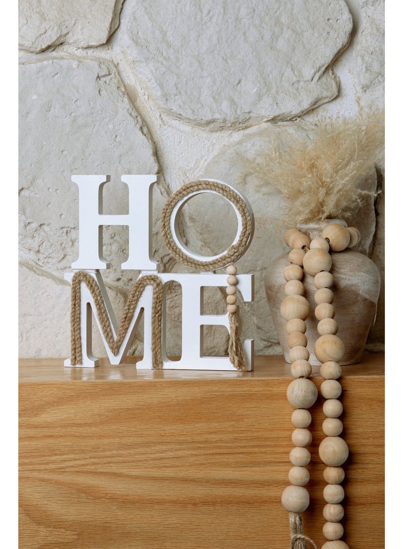 وردز كو لوحة ديكور خشبية "منزل" ستايل ريفي مع خيش وحبل ديكوري - Image 2