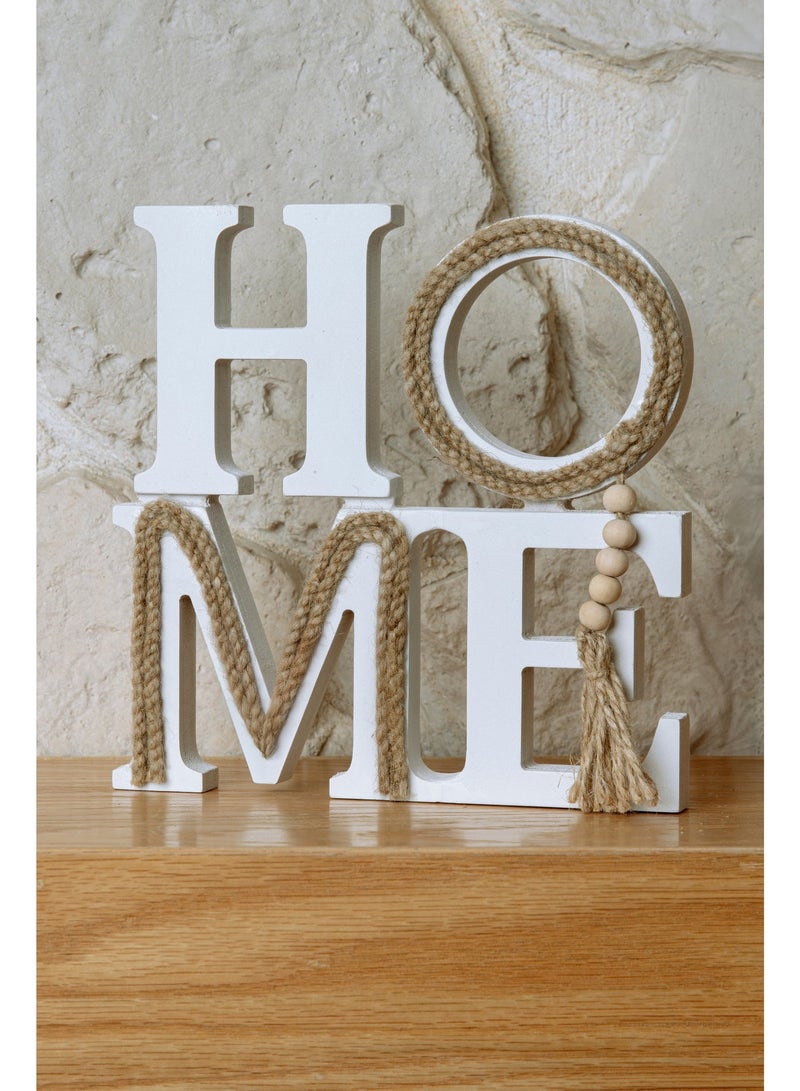 وردز كو لوحة ديكور خشبية "منزل" ستايل ريفي مع خيش وحبل ديكوري - Image 1
