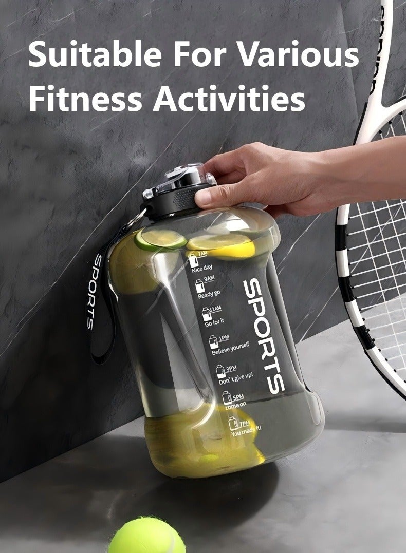 سبورتس زجاجة مياه رياضية سعة كبيرة 1.7 لتر للرجال والنساء مع قش وفرشاة وحبل حمل وأكمام جلدية مقاومة للحرق - Image 3
