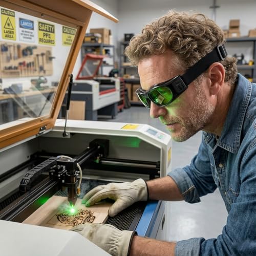 Dubofu Laser Safety Glasses for Fiber & Diode Laser Engraver, OD5+ Full Seal Eye Protection for 200nm-450nm 800nm-2000nm 1064nm Laser Engraving, Cutting & Welding, EN207 Certified, Adjustable Strap - Image 3