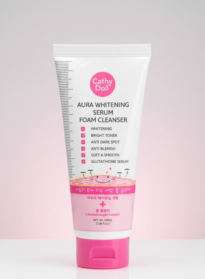 Aura Whitening Serum Foam Cleanser 100 ml Brightening Deep Cleansing Face Wash Moisturizing Skin Care