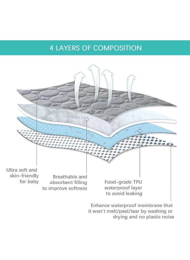 Biloban Biloban Waterproof Pack n Play Mattress Pad 2 Pack, Pack and Play Sheets Quilted Mattress Protector Cover 39" X 27" fits for Baby Foldable and Playard Mattress, Portable Mini Crib, Gray  - Image 5