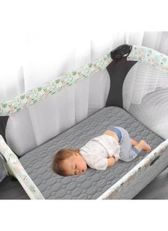 Biloban Biloban Waterproof Pack n Play Mattress Pad 2 Pack, Pack and Play Sheets Quilted Mattress Protector Cover 39" X 27" fits for Baby Foldable and Playard Mattress, Portable Mini Crib, Gray  - Image 2