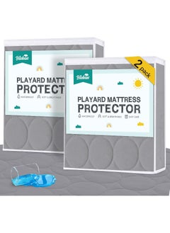 Biloban Biloban Waterproof Pack n Play Mattress Pad 2 Pack, Pack and Play Sheets Quilted Mattress Protector Cover 39" X 27" fits for Baby Foldable and Playard Mattress, Portable Mini Crib, Gray  - Image 1