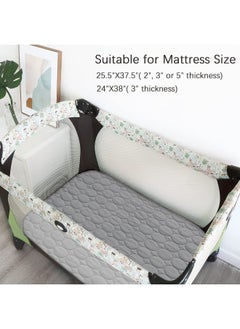 Biloban Biloban Waterproof Pack n Play Mattress Pad 2 Pack, Pack and Play Sheets Quilted Mattress Protector Cover 39" X 27" fits for Baby Foldable and Playard Mattress, Portable Mini Crib, Gray  - Image 3