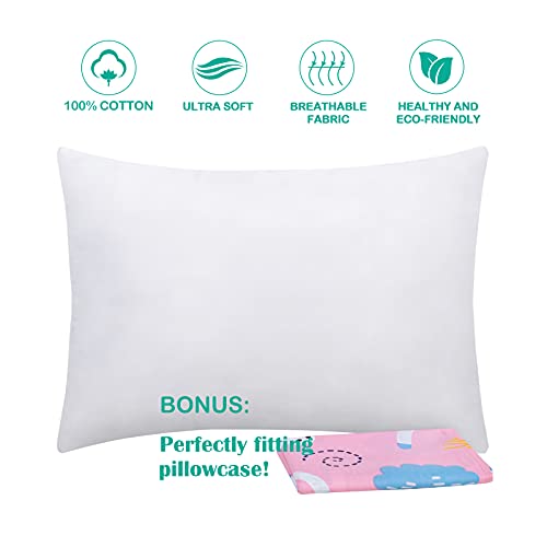 Cottonblue Toddler Pillow Set with Organic Cotton Pillowcase, Pink Unicorn, 14x19 inches, Machine Washable - Image 3