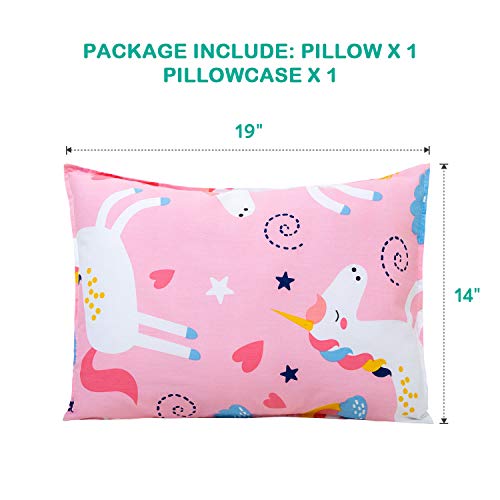 Cottonblue Toddler Pillow Set with Organic Cotton Pillowcase, Pink Unicorn, 14x19 inches, Machine Washable - Image 4