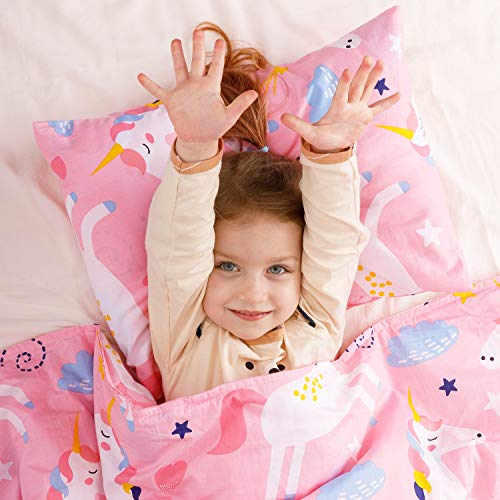 Cottonblue Toddler Pillow Set with Organic Cotton Pillowcase, Pink Unicorn, 14x19 inches, Machine Washable - Image 2