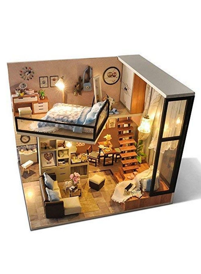 UniHobby Diy Dollhouse Kit With Dust Proof Cover 1:24 Scale Wooden Diy Miniature Dollhouse Kit Toy Gift  - Image 1
