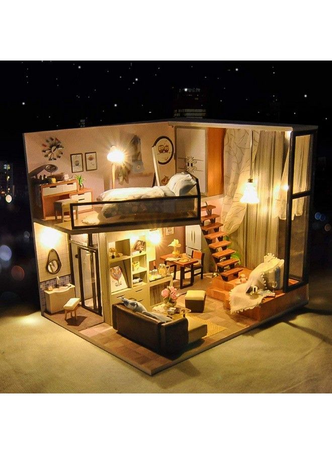 UniHobby Diy Dollhouse Kit With Dust Proof Cover 1:24 Scale Wooden Diy Miniature Dollhouse Kit Toy Gift  - Image 5