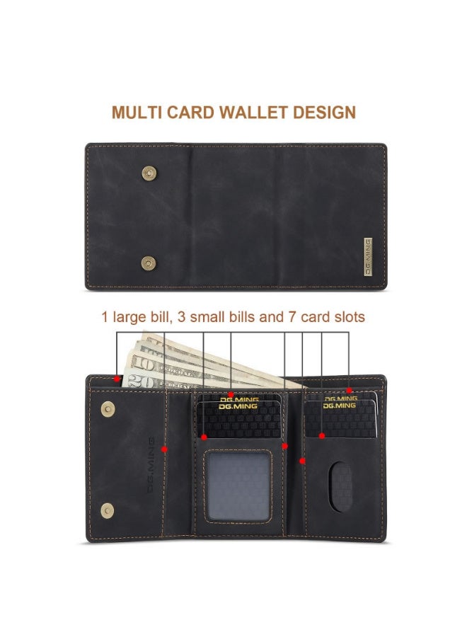 Dg Ming Leather Wallet Phone Cases Compatible with iPhone 17 Pro Max Case with Card Holder Men 6.9" 2 in 1 Detachable Back Cover (Black, IP 17 Pro Max) - Image 4