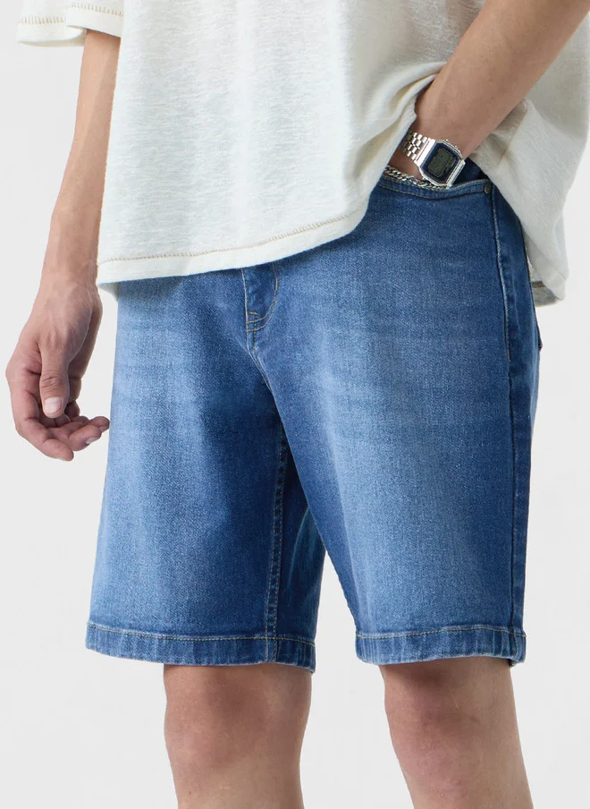 The Souled Store The Souled Store Men Regular Fit Denim Blue Shorts