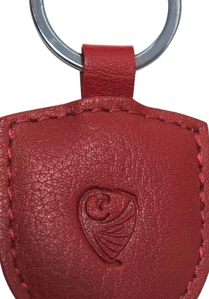 GERMANUS Red Leather Keyring - Durable Key Fob and Bag Tag - Image 1