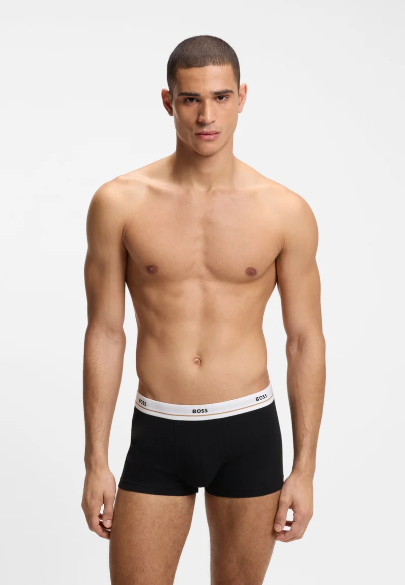 BOSS Five-pack of stretch-cotton trunks with logo waistbands