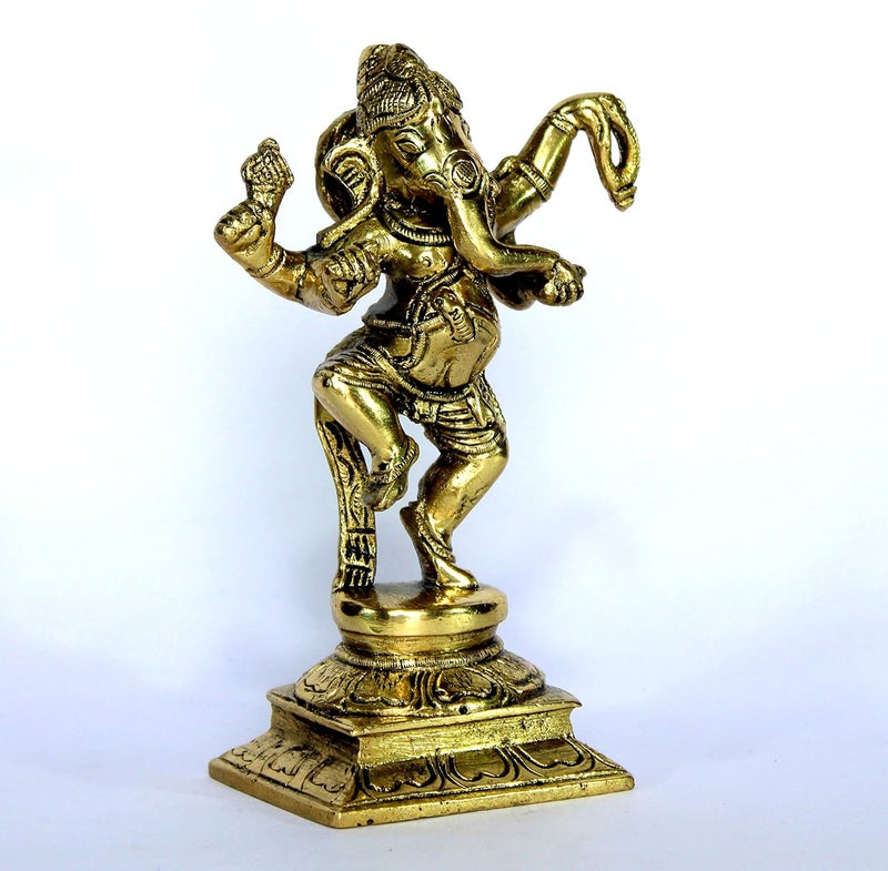 eSplanade Brass Dancing Ganesha Ganesh Showpiece Murti Idol Statue Sculpture 6 Inches - Image 3