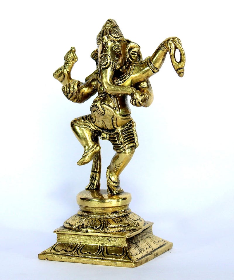 eSplanade Brass Dancing Ganesha Ganesh Showpiece Murti Idol Statue Sculpture 6 Inches - Image 2