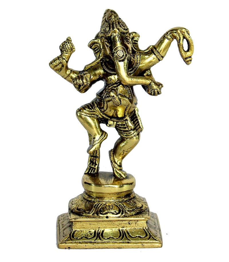 eSplanade Brass Dancing Ganesha Ganesh Showpiece Murti Idol Statue Sculpture 6 Inches - Image 1