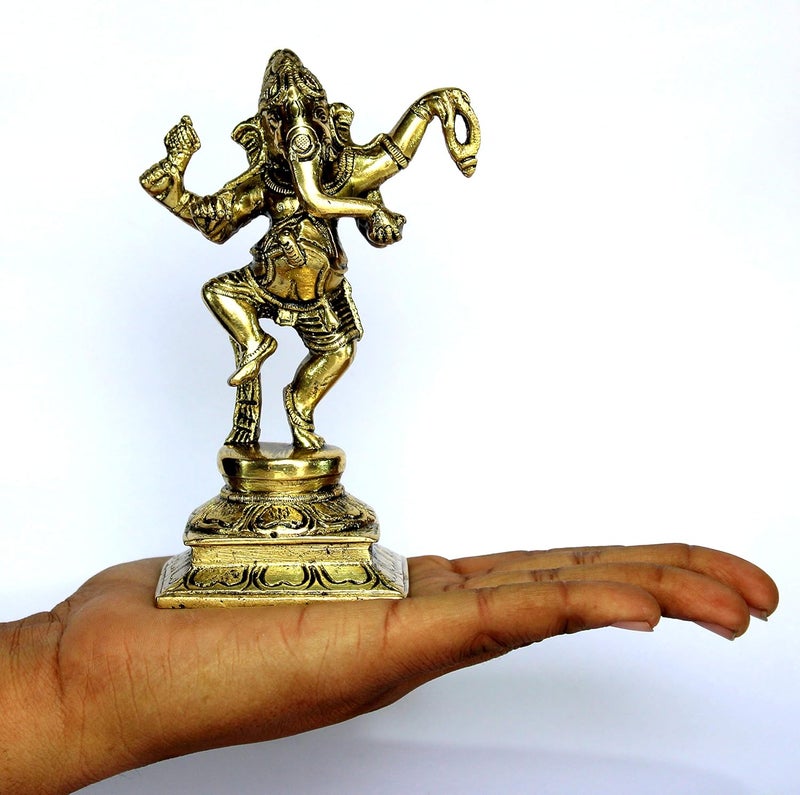 eSplanade Brass Dancing Ganesha Ganesh Showpiece Murti Idol Statue Sculpture 6 Inches - Image 5