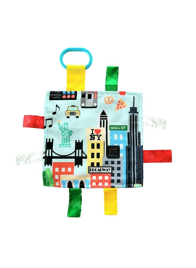 The Learning Lovey - City Baby Crinkle & Teething Tag Square Tummy Time Stroller Toy 8X8 Inch (New York City) - Image 1