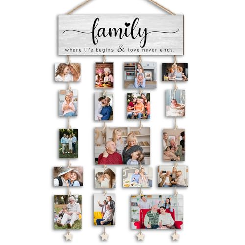 Orchroma Picture Frames Collage Photo Hanging Display Picture BoardFamily Picture Frames Collage Wall DecorFamily Where Life Begins and Love Never EndsHome Living Room Bedroom Wall Decor - Image 1