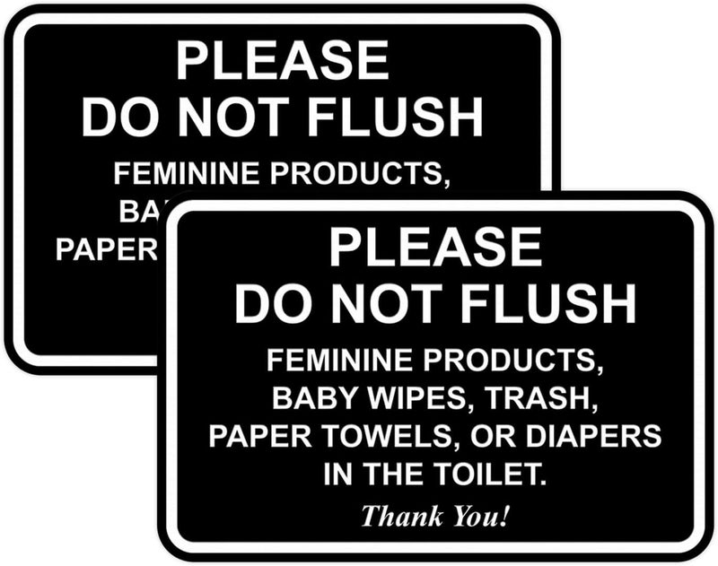 All Quality Classic Framed Please Do Not Flush Thank You Bathroom Etiquette Sign - Laser-Engraved Lettering | Durable ABS Plastic | Vibrant Colors - 4" x 6" (Black-White) 2 Pack - Image 1