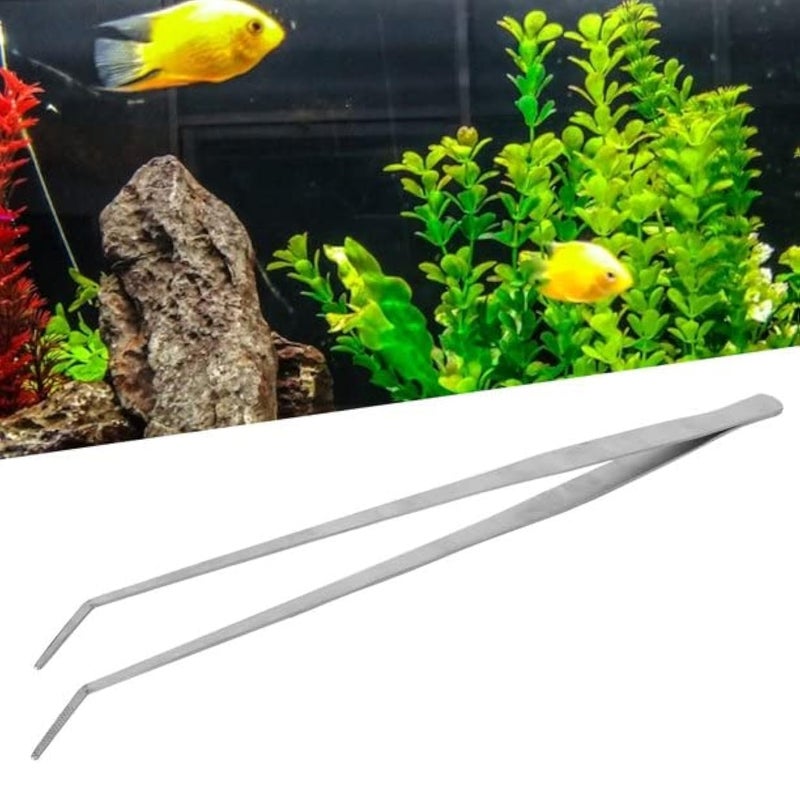 VAYINATO PetzLifeworld Planted Aquarium Aquascaping Stainless Steel Tools 27CM (Bend Tweezer) - Image 1