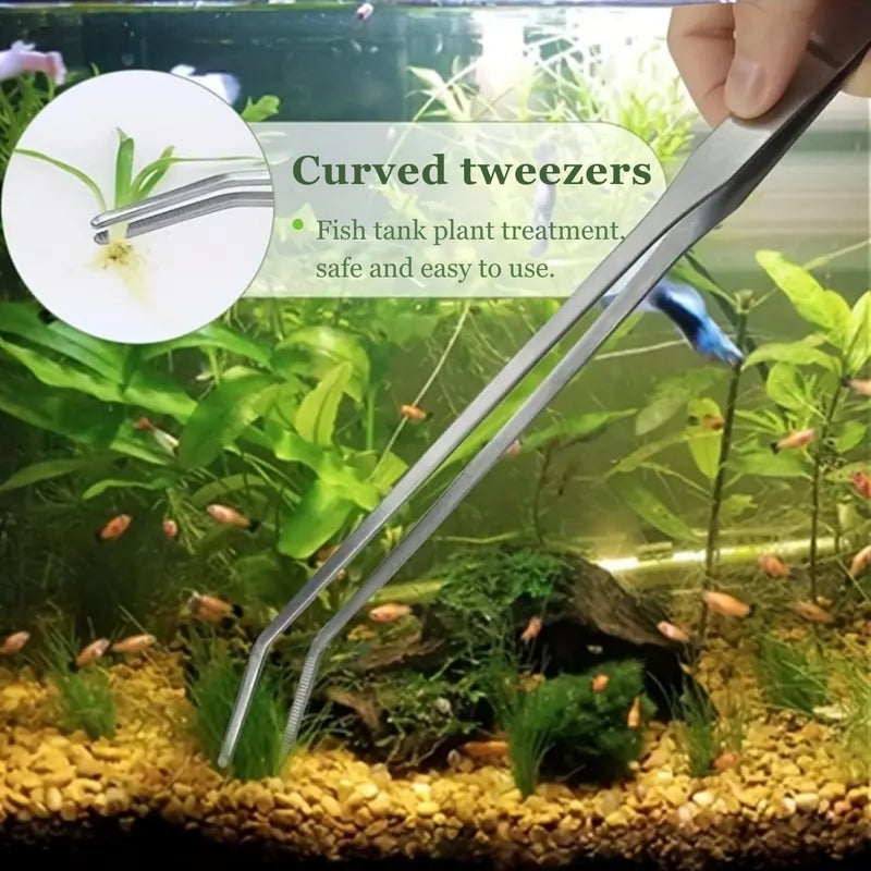 VAYINATO PetzLifeworld Planted Aquarium Aquascaping Stainless Steel Tools 27CM (Bend Tweezer) - Image 2