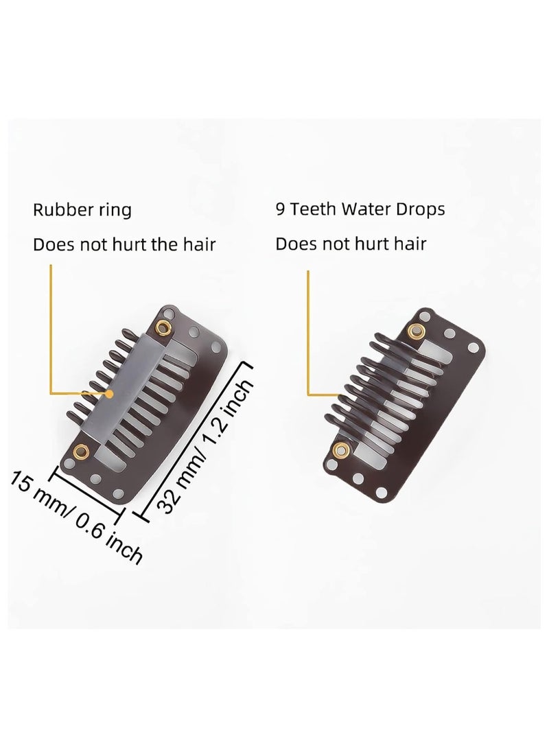 Estelle Clips For wig extension, U Shaped Snap Comb Hair Clips 9-Teeth Wig Clips with Rubber Metal Snap Combs Clips Hair Extensions Hair Accessories for Women - Image 2