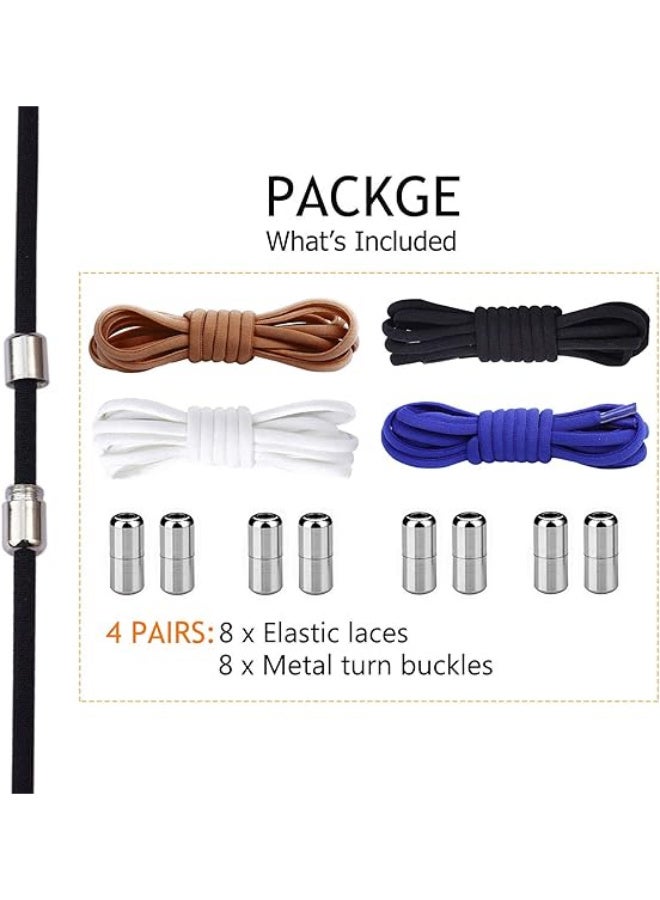 بينكو 4 أزواج أربطة أحذية بدون ربطة عنق أربطة أحذية مرنة مع موصل قفل أربطة الحذاء ، بدون أربطة ربطة عنق للكبار والأطفال-أحذية رياضية ترفيهية وتسلق الجبال وكرة السلة والمزيد - Image 2