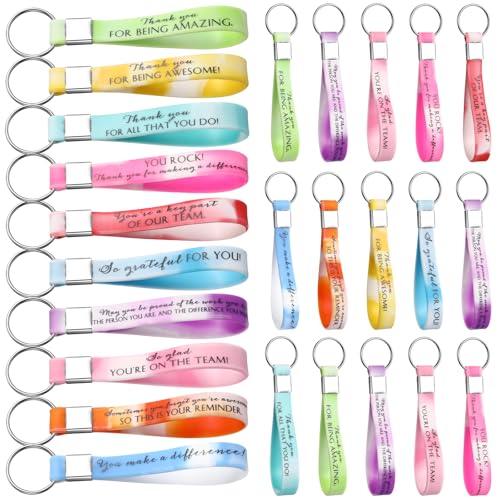 Nosiny 30 Pcs Keychain Appreciation Gift Bulk for Teacher Employee Coworker Nurse Inspirational Thank You Gift for Team Staff(Warm) - Image 1