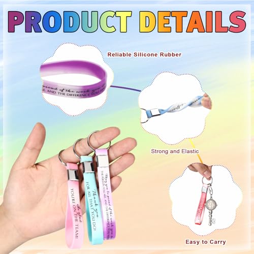 Nosiny 30 Pcs Keychain Appreciation Gift Bulk for Teacher Employee Coworker Nurse Inspirational Thank You Gift for Team Staff(Warm) - Image 2