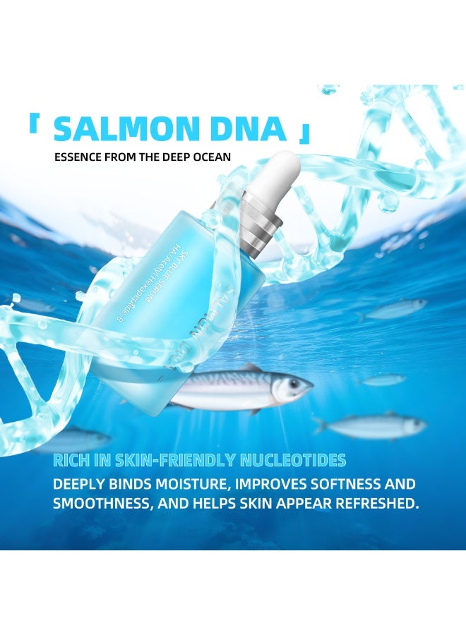 Sky Blue PDRN Peptide Serum –Salmon DNA Anti‑Aging Face Serum with Hyaluronic Acid, Hexapeptide-8, Firming & Smoothing for Fine Lines, Wrinkles & Dehydrated Skin, 30ml - Image 3