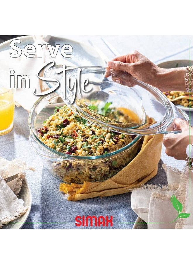 Simax Casserole Dish with Lid, Glass Casserole Dish, Holds 96 Oz (3 Quarts), Oven to Table Serving Dish, Microwave, Dishwasher, and Oven Safe Cookware - Image 4
