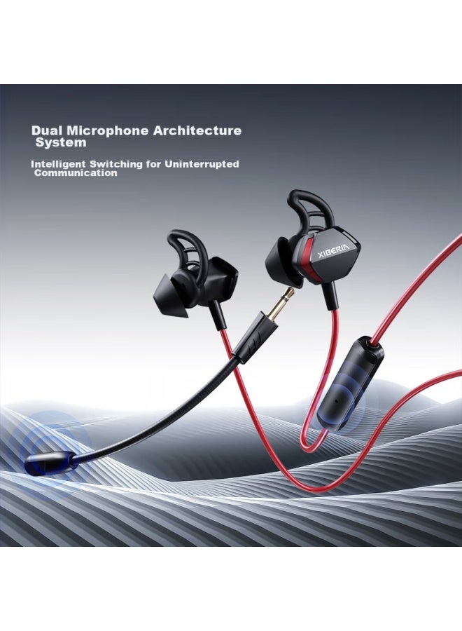 Xiberia Sound Card Version In-ear Wired Gaming Headset With Microphone For E-sports, Pubg, Computer, Office Meetings, Mobile One-on 7.1 Surround Sound Effect Mg-2s Black And Red - Image 3