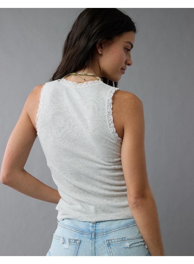American Eagle AE Graphic Lace Trim Tank Top  - Image 4